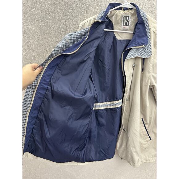 CS Signature Womens Jacket Size 1X Double Closure Cream Navy Blue Faux Mock Neck - Picture 5 of 15